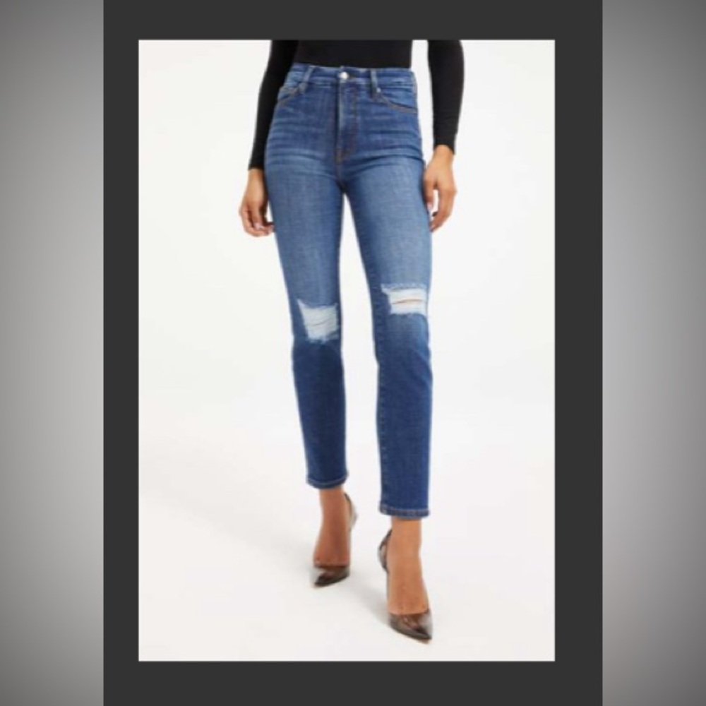 GOOD AMERICAN | GOOD CLASSIC SLIM STRAIGHT JEANS | INDIGO207 | SIZE 18
